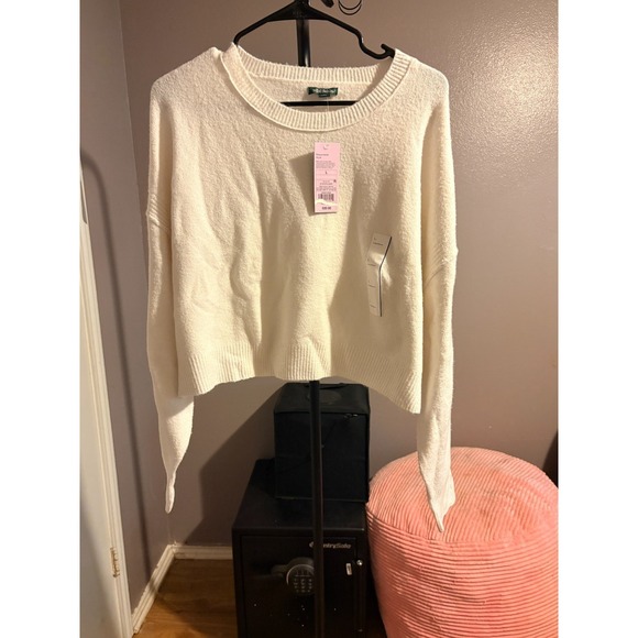 wild fable Sweaters - Wild Fable Long Sleeve Cream Pullover Crop Sweater Sz L